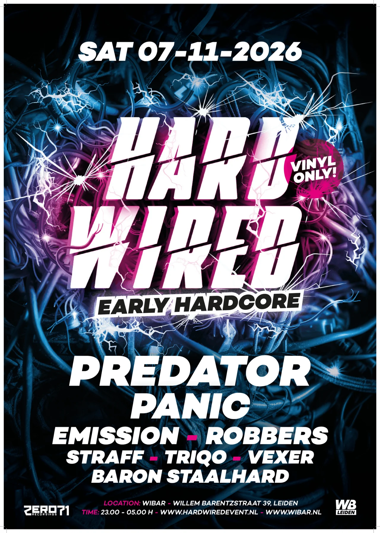 Hardwired Vinyl Only poster, 7 November 2026 at Wibar Leiden